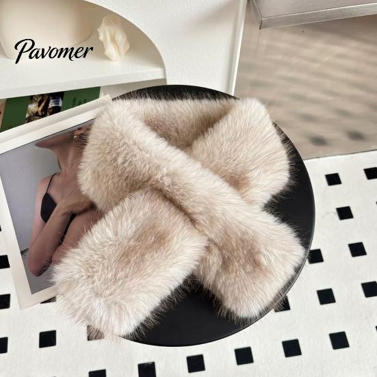 Winter Essential Clothing Accessories Faux Fur Collar Scarf for Women, Plush Neck Warmer Scarf, Fluffy Versatile Fashion Scarves, Thanksgiving