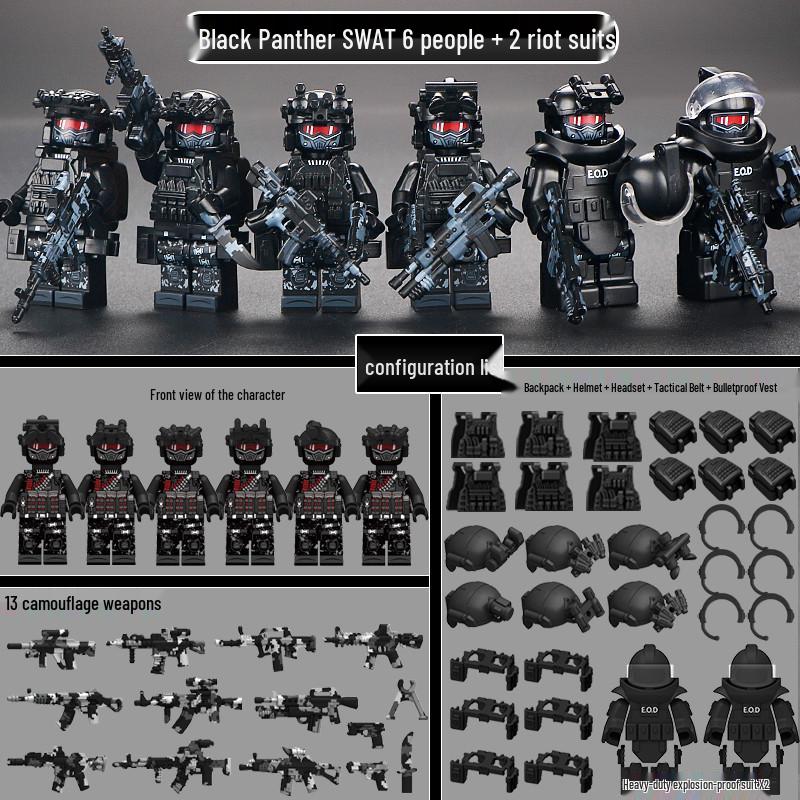 Delta Military Special Forces Police Figure Building Blocks - Ghost Soldier Assembly Toy for Kids
