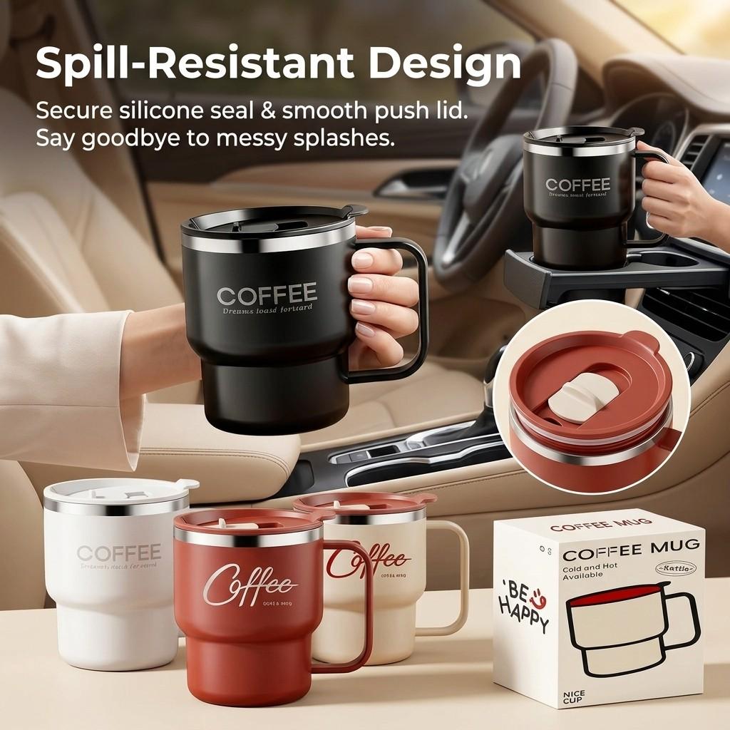 Sealed Thermal Water Cup With Handle Portable 304 Stainless Steel Double Insulated Coffee Mug Travel Office Milk Coffee Cup