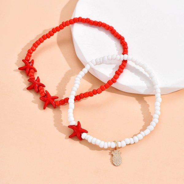 Summer New Daisy Flower Chain Anklets for Women Trendy Beach Starfish Shell Beads Anklet Bracelet On Leg Foot Chain Boho Jewelry