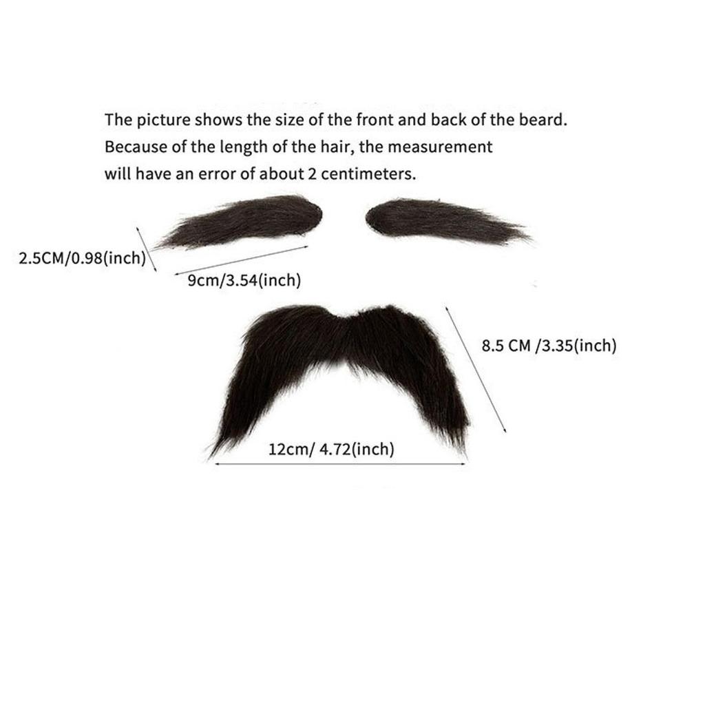 2x Fake Mustache and Fake Eyebrows Disguise Supplies Stick On Funny Decorations