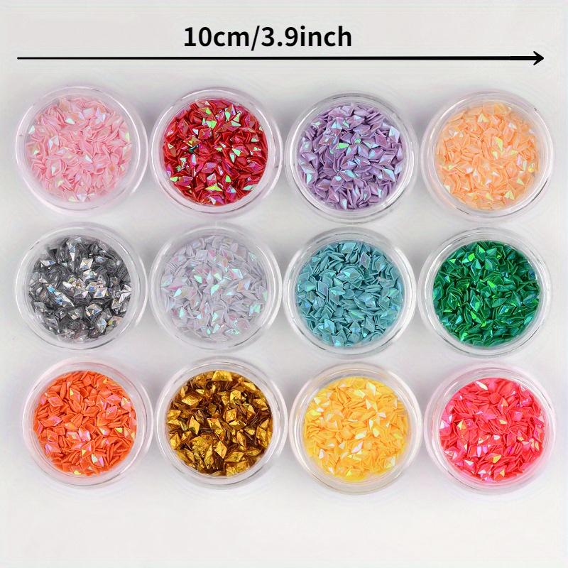 Σετ 12 χρωμάτων Στολίδι Νυχιών Πούλιες σε σχήμα διαμαντιού Στερεοσκοπικές Λέιζερ Πολύχρωμες Πούλιες