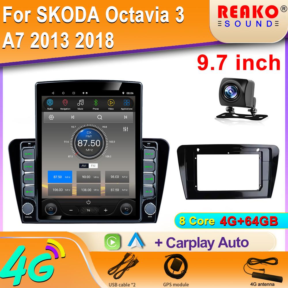 9.7" Vertical Style Tesla Screen Car Radio For SKODA Octavia 3 A7 2013 2018 GPS Navigation Multimedia Video Player Carplay 2din
