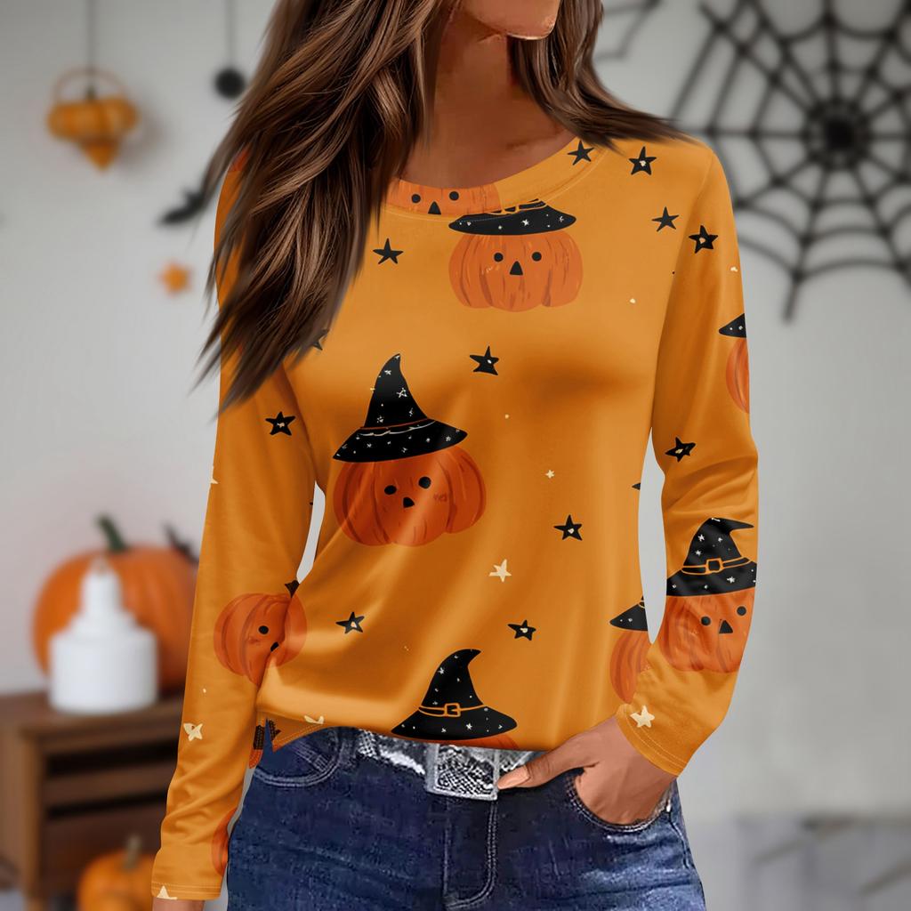 Women's Daily Casual Long-sleeved Printed O-neck Top