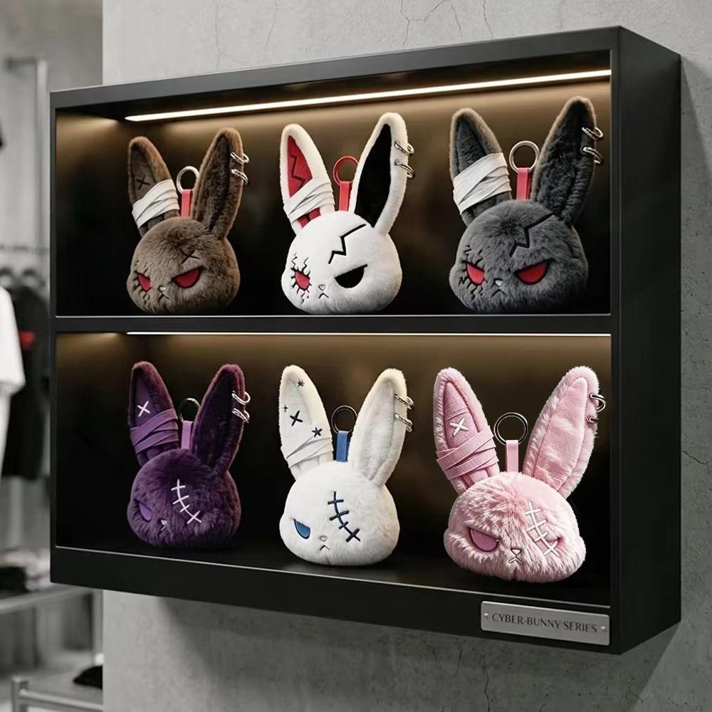 Gothic Style Bunny Plush Keychain Plush Rabbit Bag Charm Cute Bunny Keyring Daily Carry