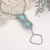 Donna Boho Retro Celebrità Turchese Catena Schiava Anello Bracciale Imbracatura Mano-Argento Antico hwy