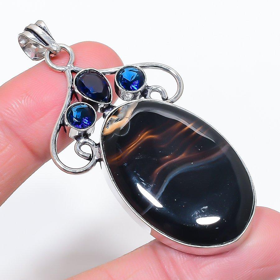 

Натуральный балтийский янтарь, Топаз 925 стерлинговое серебро Ювелирная подвеска 2,64 L1C62