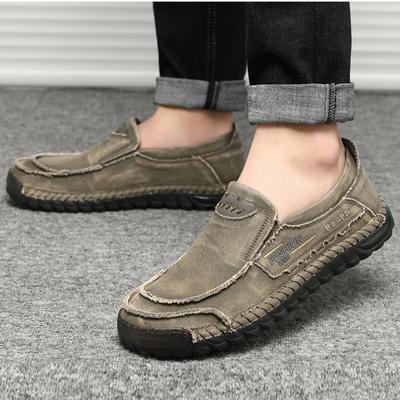 Zapatos casuales de lona para hombre, mocasines transpirables sin cordones, vulcanizados, para conducir, talla grande 47, para caminar