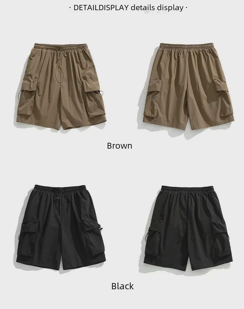 Short de travail japonais léger pour homme - Coupe ample et décontractée, idéale pour l'été, avec grandes poches