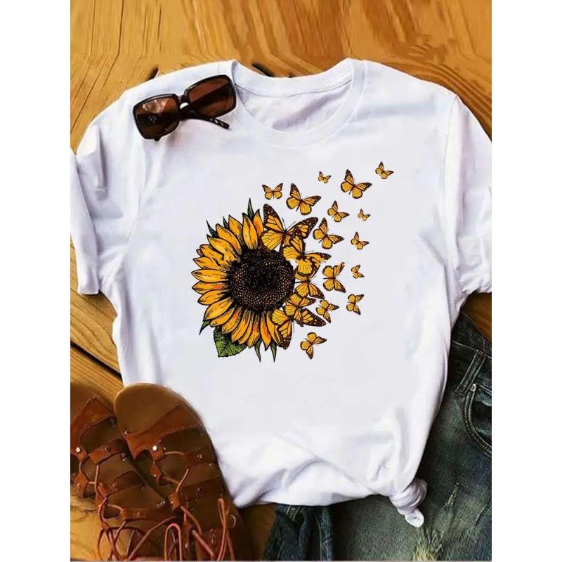Women Female Graphic Tee Clothes Ladies Peace and Love Vintage Watercolor Summer T Clothing Print Fashion Tshirts Short Sleeve