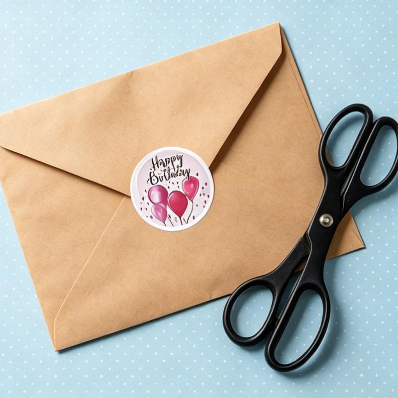 Birthday Package Labels Roll 1 Inch Round 500 Count Paper Seals for Favor Bags, Gift Boxes, Envelopes and Handmade Package Closing