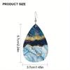 Creative Marble Pattern PU Leather Earrings for Women Abstract Beach Ocean Pattern Tears Earrings Double-sided Pattern Design Lightweight Earrings