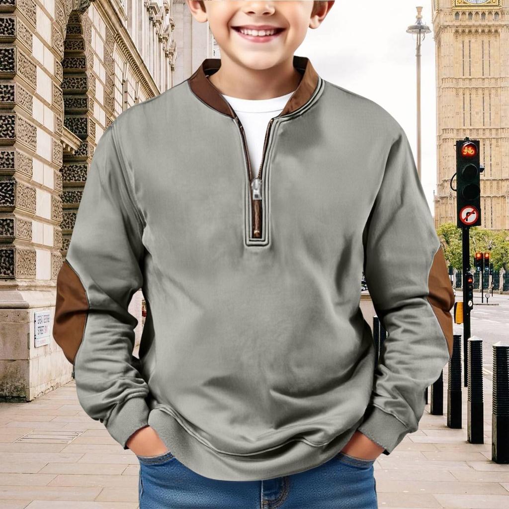 Kinder Sweatshirt Jungen Langarmshirts Einfarbiges Lässiges Pullover-Shirt Outdoor Herbstkleidung für Teenager-Jungen