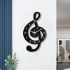Analoge Wanduhr aus Acryl, schwarz, mit 3D-Musiknoten-Design, leises Uhrwerk, Hängeuhr-Dekorationen, einfache Hakenmontage