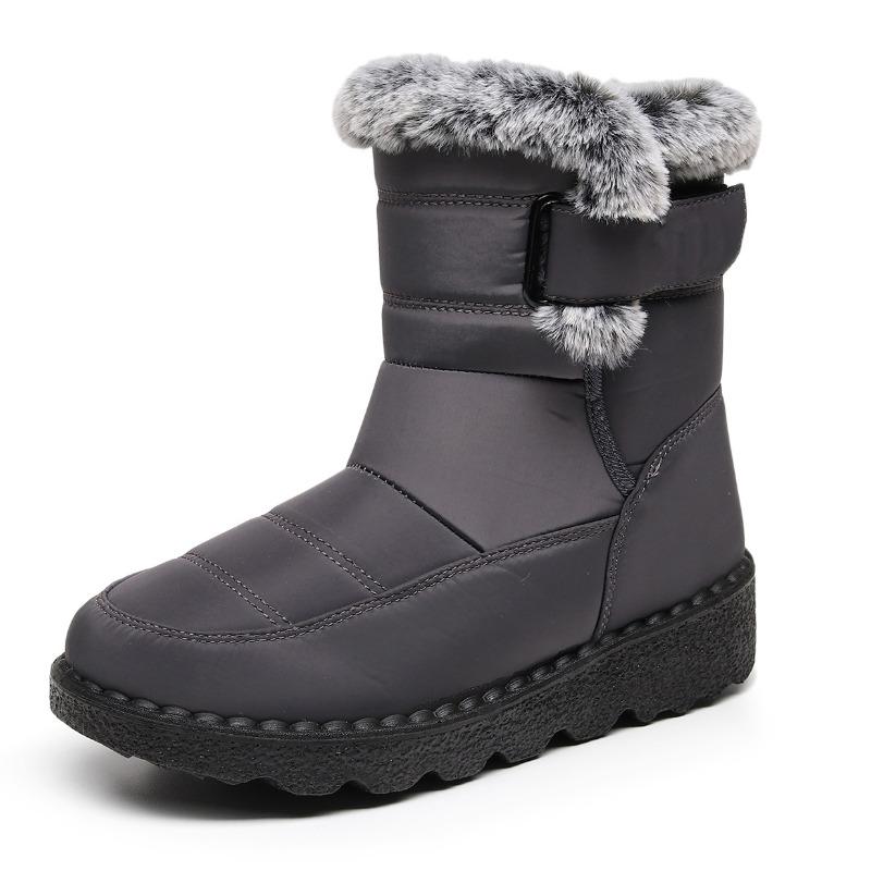 2025 New Arrival Cotton-Lined High-Top Insulated Women's Snow Boots with Velcro Closure Waterproof Women's Boots for Casual Wear