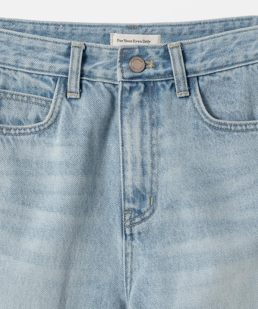 Poyueoaijeuonli Rion Side Panel Loose Denim (Light Blue)