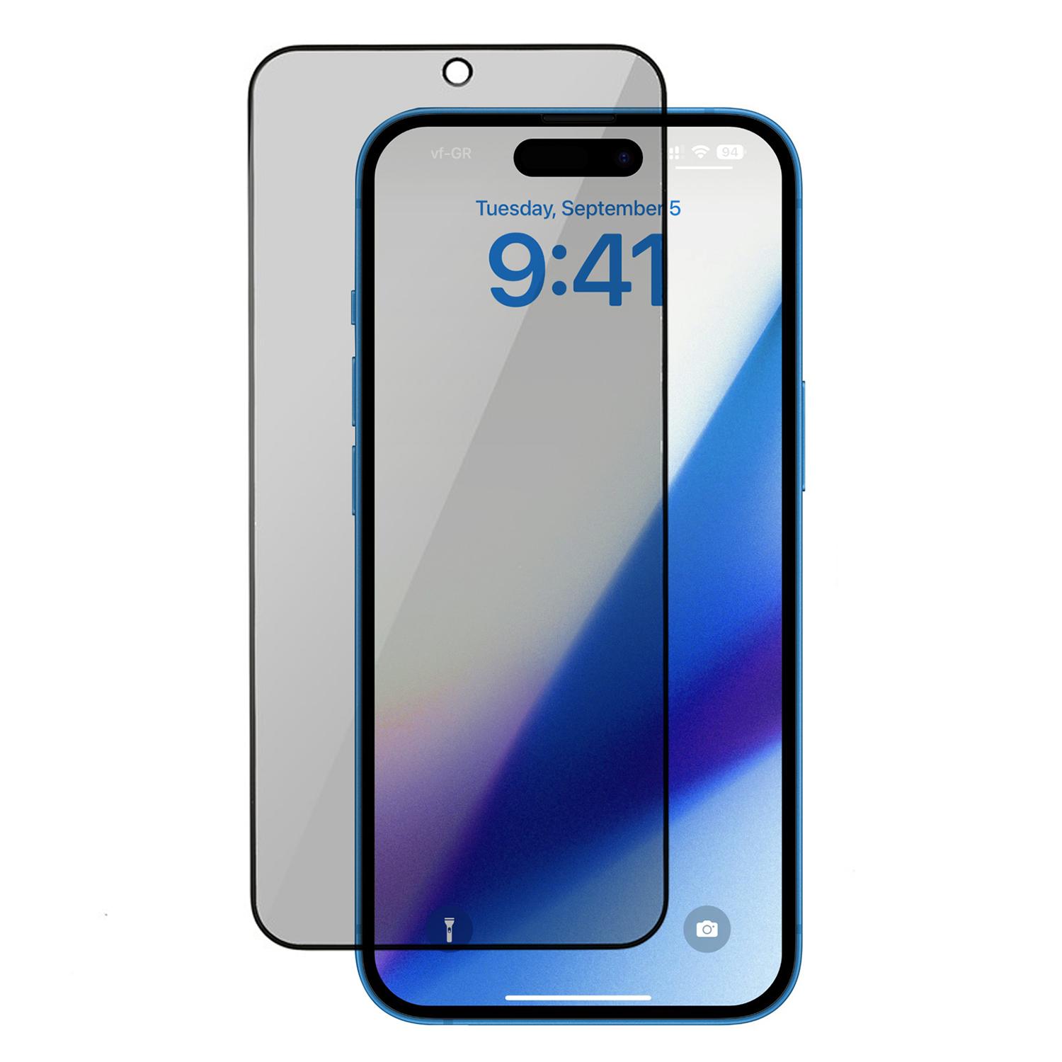 

Для iPhone 15 Захист конфіденційності 360 градусів Плівка проти шпигунства Повністю клейоване Загартоване скло Повний захист екрану Type A