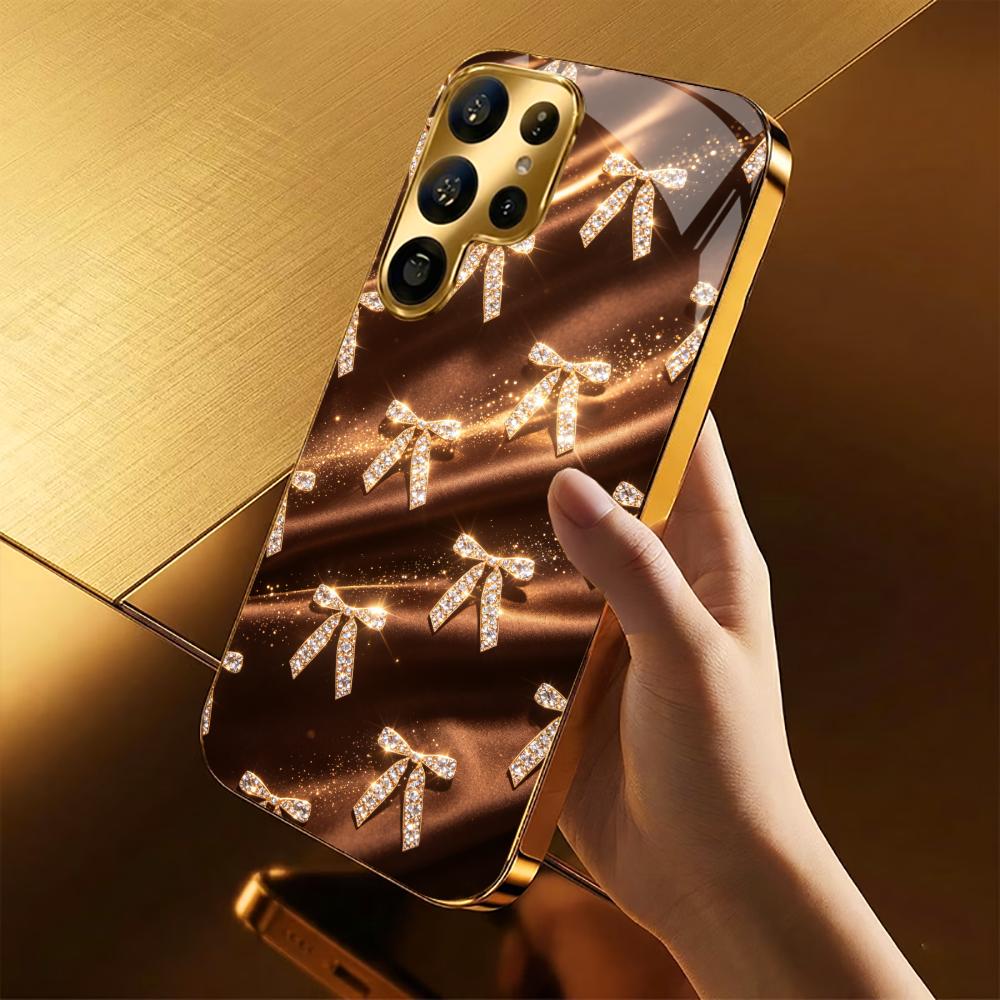 Beautiful and Ornate Bow Tie Phone Case Glass S26 Ultra Case S25 Ultra Case for Samsung Galaxy S26 S25 S24 S23 S22 FE Ultra Plus
