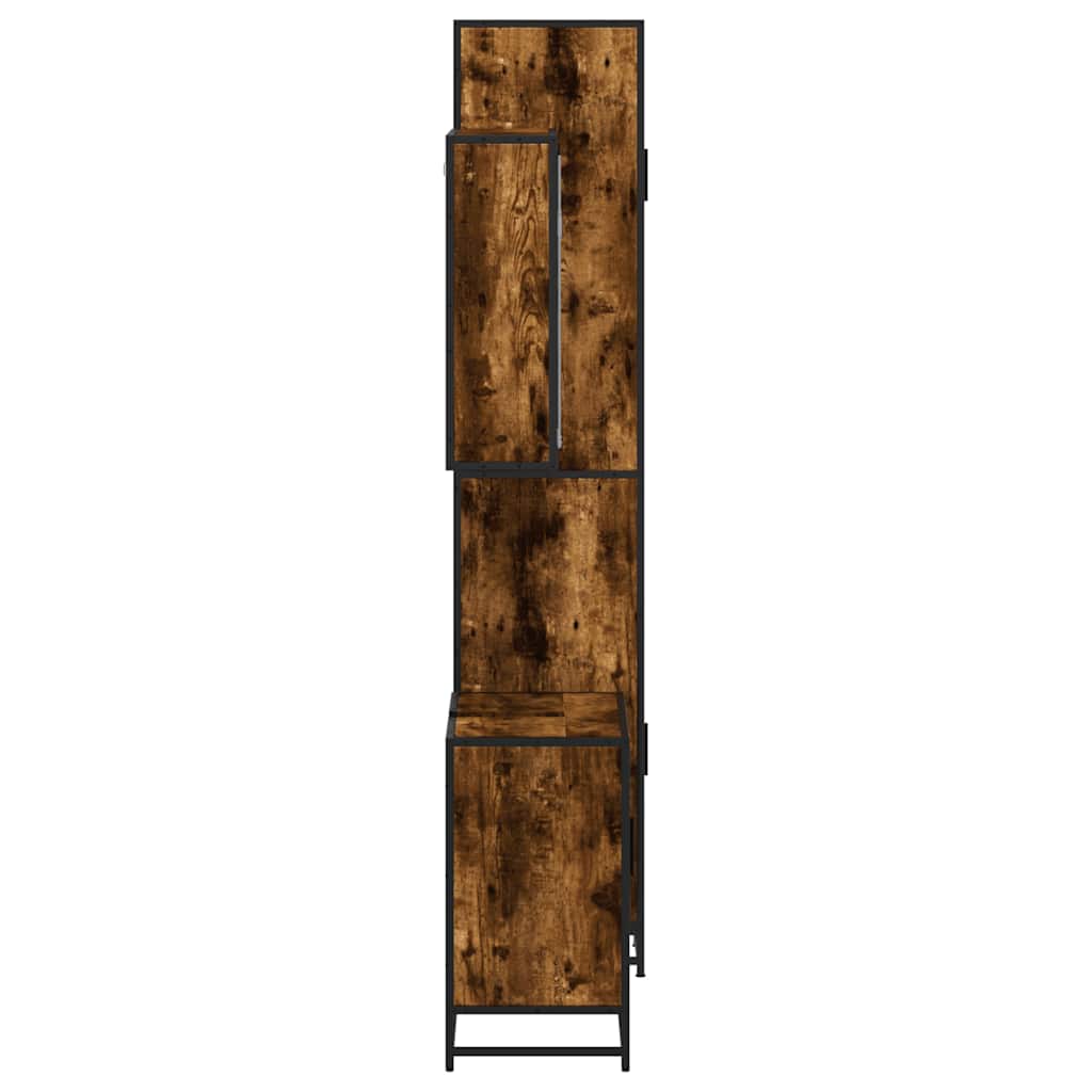 3 Piece Bathroom Furniture Set Smoked Oak Veneer Particleboard