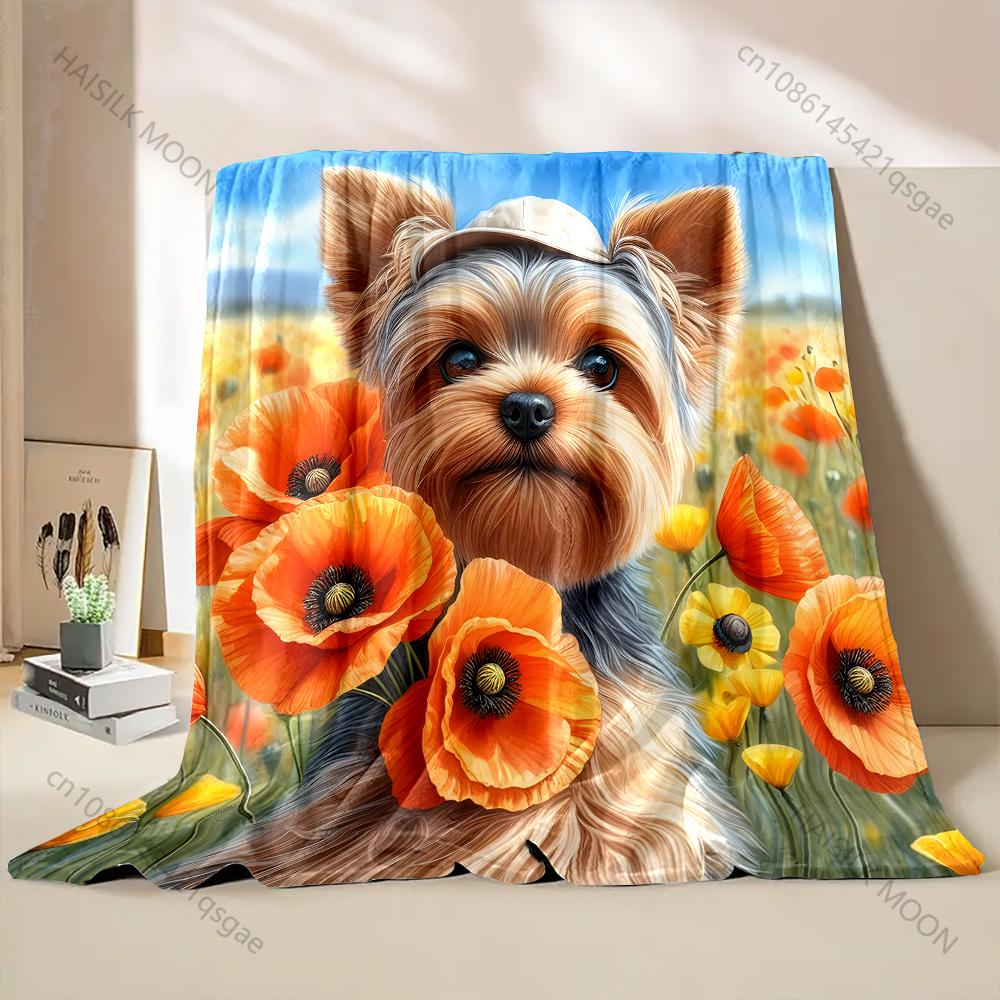 Coperta Multitaglia con Stampa Cuccioli e Fiori Calda Morbida Lusso Regali per Bambini Adulti Adatta per Casa Divano Letto Viaggio Campeggio