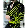 Men's Printed Long Sleeve Button Down Shirts Turn Collar Nightclub Casual Camisas Hombre Plus Size Streetwear Fashion Top