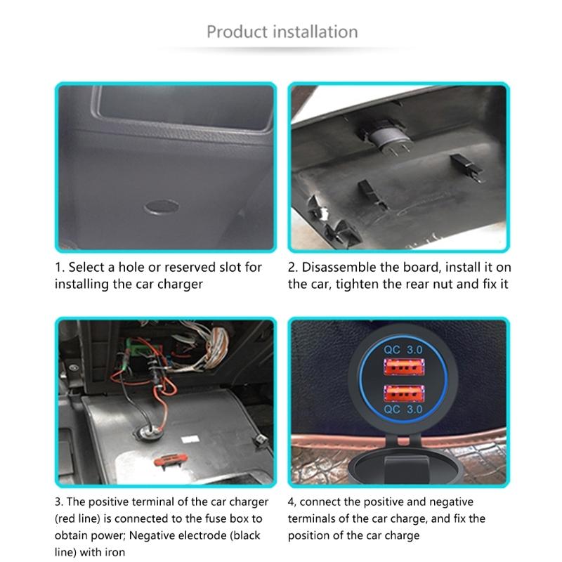 Upgrades Double  USB Car Charges Quick Charge Adapter Fast Charging ABS Dustproof USB Adapter for Vehicle Botas Motorcycles