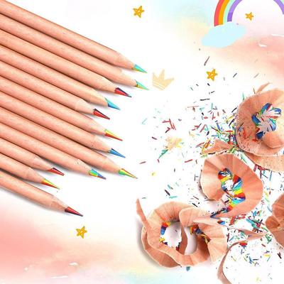 1PCS 7 Color Wooden Rainbow Pencils Art Drawing Pencil Student Drawing Graffiti Ledger Creative S0X8