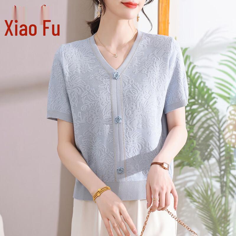 Women s Relaxed Fit V-Neck Jacquard Knit Top XXL