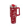 Meoky Creative 5d Christmas 40oz Cup Stainless Steel Vacuum Cups Straw With