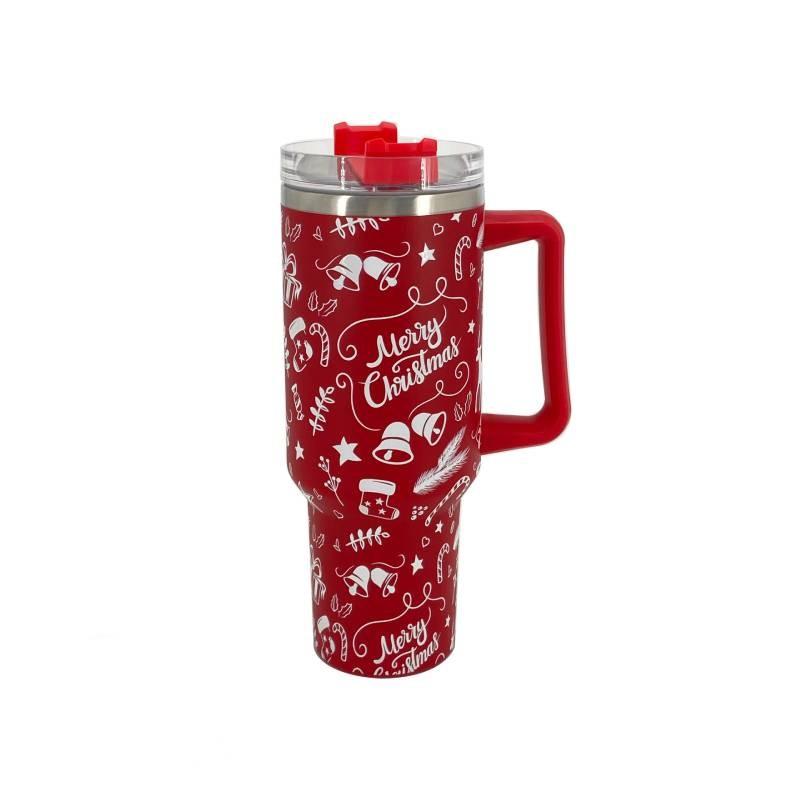 Meoky Creative 5d Christmas 40oz Cup Stainless Steel Vacuum Cups Straw With