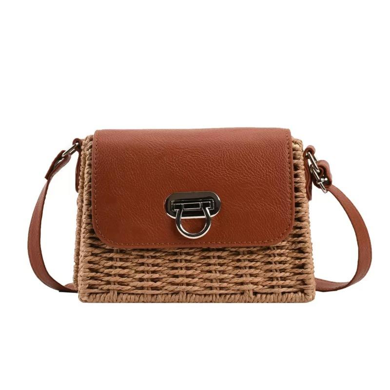 New summer straw bag shoulder braided bag high-end small square bag crossbody bag vacation beach bag for women
