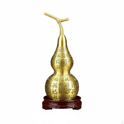 Brass Gourd Figurine Good Luck Symbol Feng Shui Hulu Ornament Traditional Craftsmanship Chinese