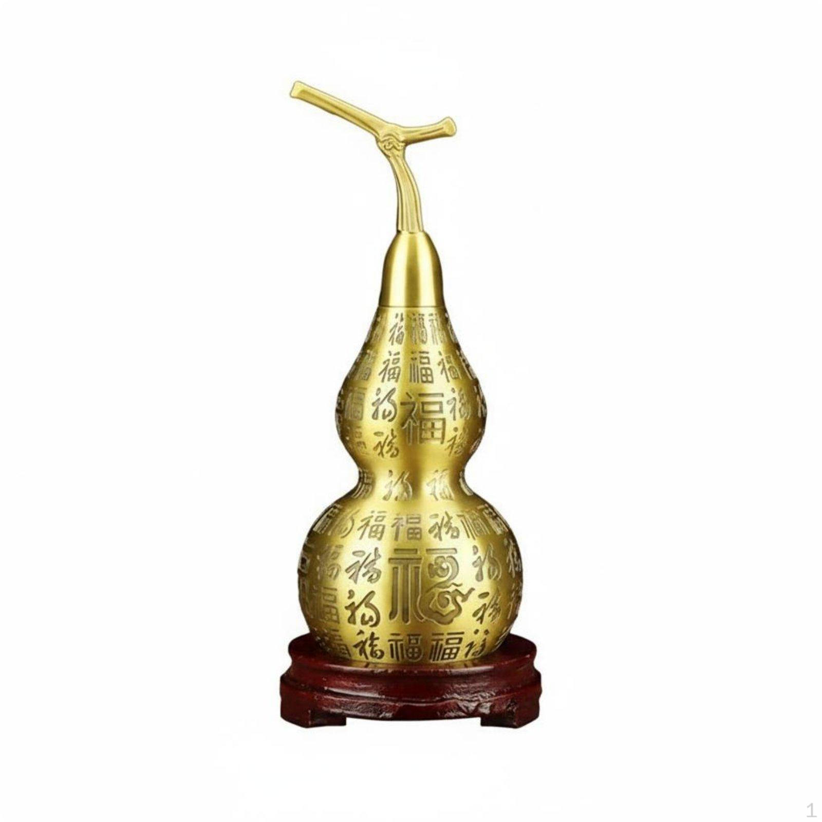 Brass Gourd Figurine Good Luck Symbol Feng Shui Hulu Ornament Traditional Craftsmanship Chinese