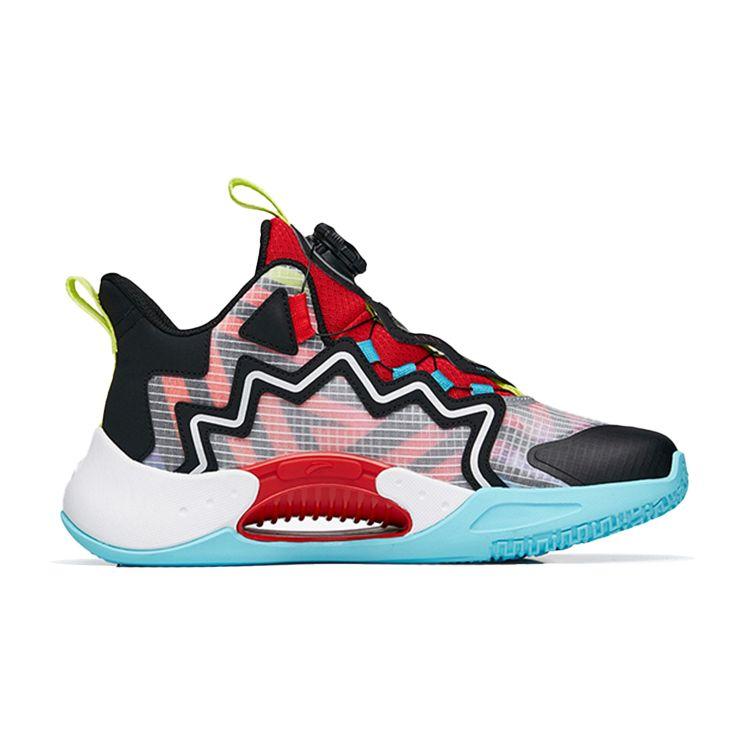 Anta Jugend Kinder Mesh Mid-Top Basketballschuhe Kinder Basketballschuhe Schwarz Silber Rot 312231111-4