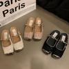 Sequined Silver Bag Head Half Slippers Spring and Summer Temperament Mary Jane Single Shoes Flat Mullers