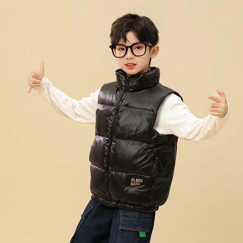 Inverno Caldo Ragazze Ragazzi Foderato in Cotone Dolcevita Coulisse Zip Gilet Piumino Bambino Gilet Termico Abbigliamento Scolastico Bambini Top 5-14 Anni