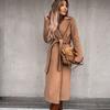 Autumn and winter simple long-sleeved V-neck straps woolen jacket top women's clothing