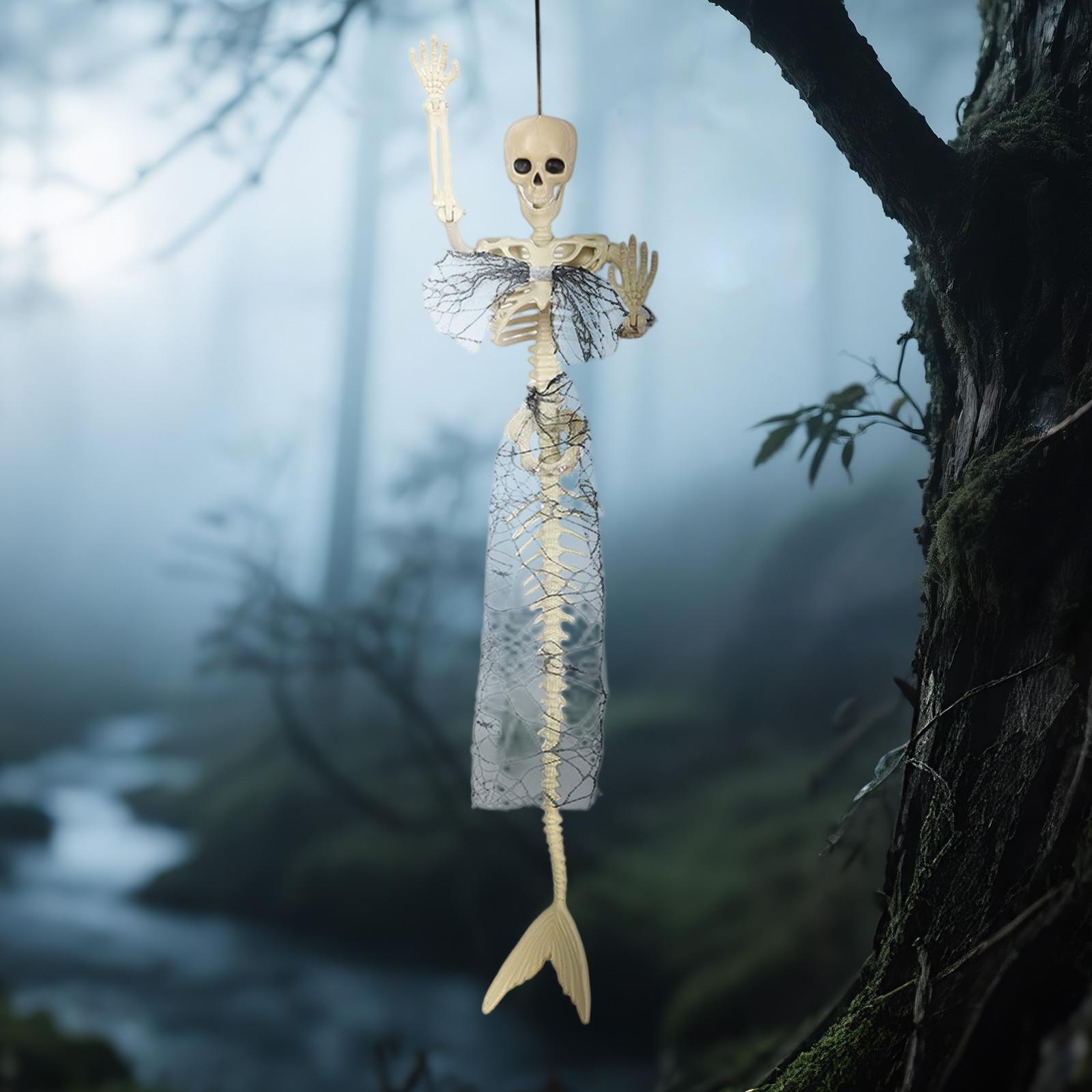 

Halloween Lace Mermaid Skeleton Scene Layout Ornaments Outdoor Cemetery Haunted House Horror Scene Decoration One Size