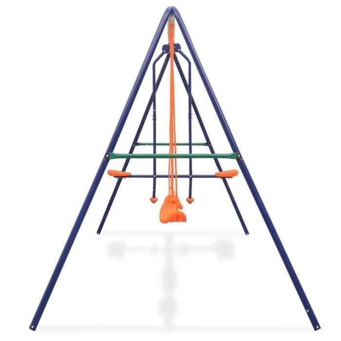 Ensemble de balançoires - vidaXL - 4 sièges - Métal - Extérieur - Orange