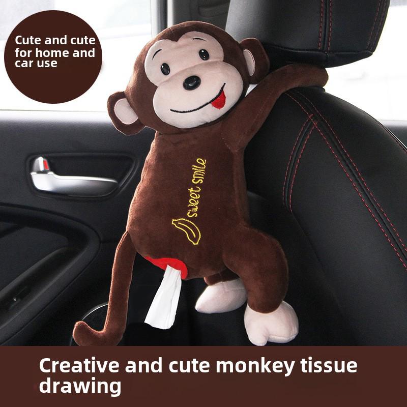 

Creative Pippy Monkey Tissue Box: Cute Dual-Use Hanging Car & Home Decoration