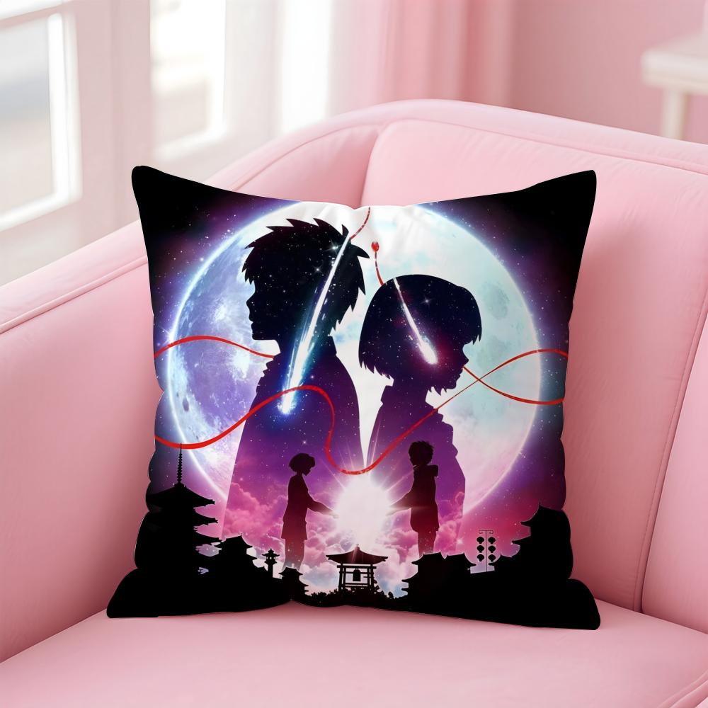 Anime YYou NameS Cushion Cover Pillow Case Soft Friendly Fabric  Concealed Zipper
