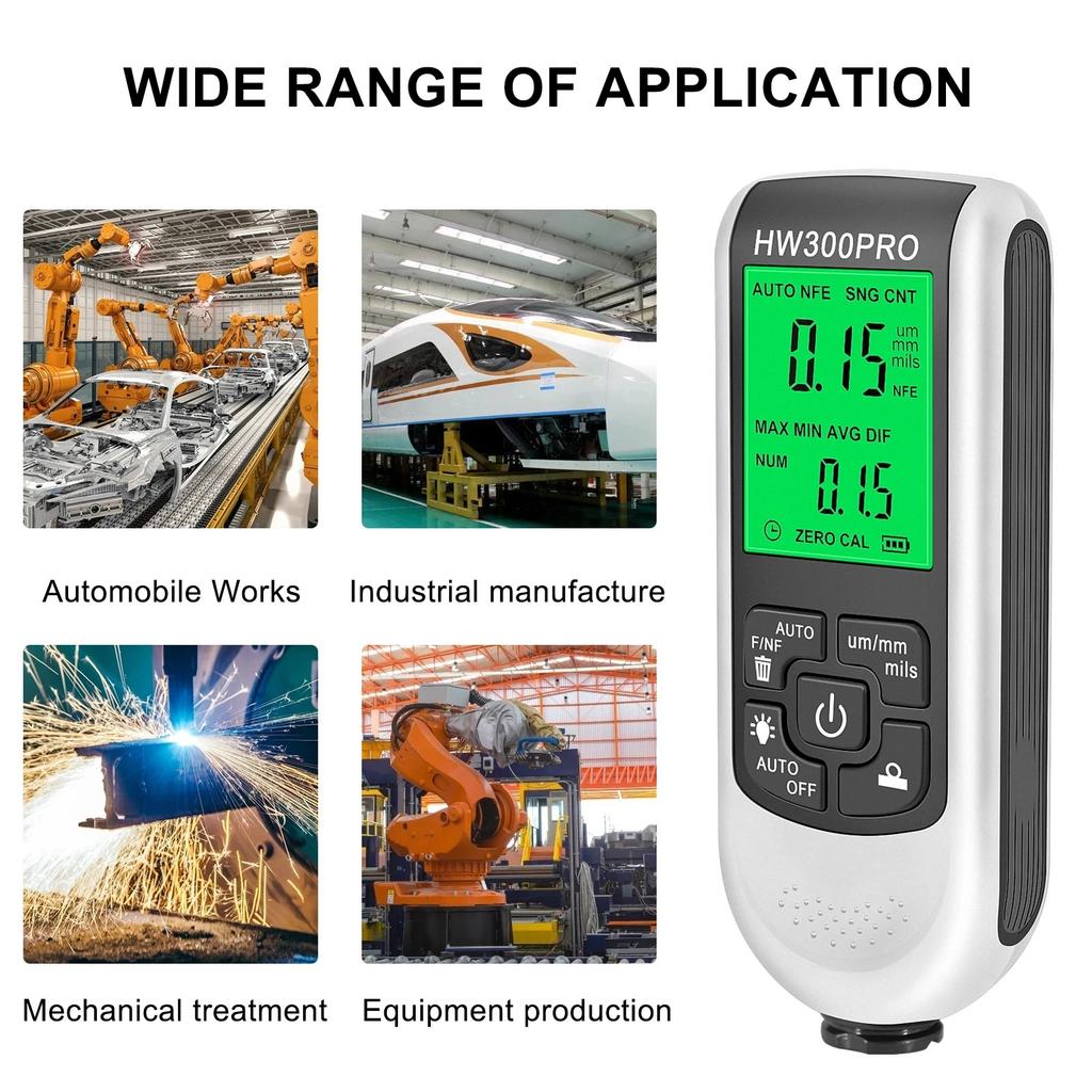 Digital Coating Thickness Gauge For Car Paint Tester HW-300PRO 0-2000UM Measuring Tool Car Paint Film Thickness