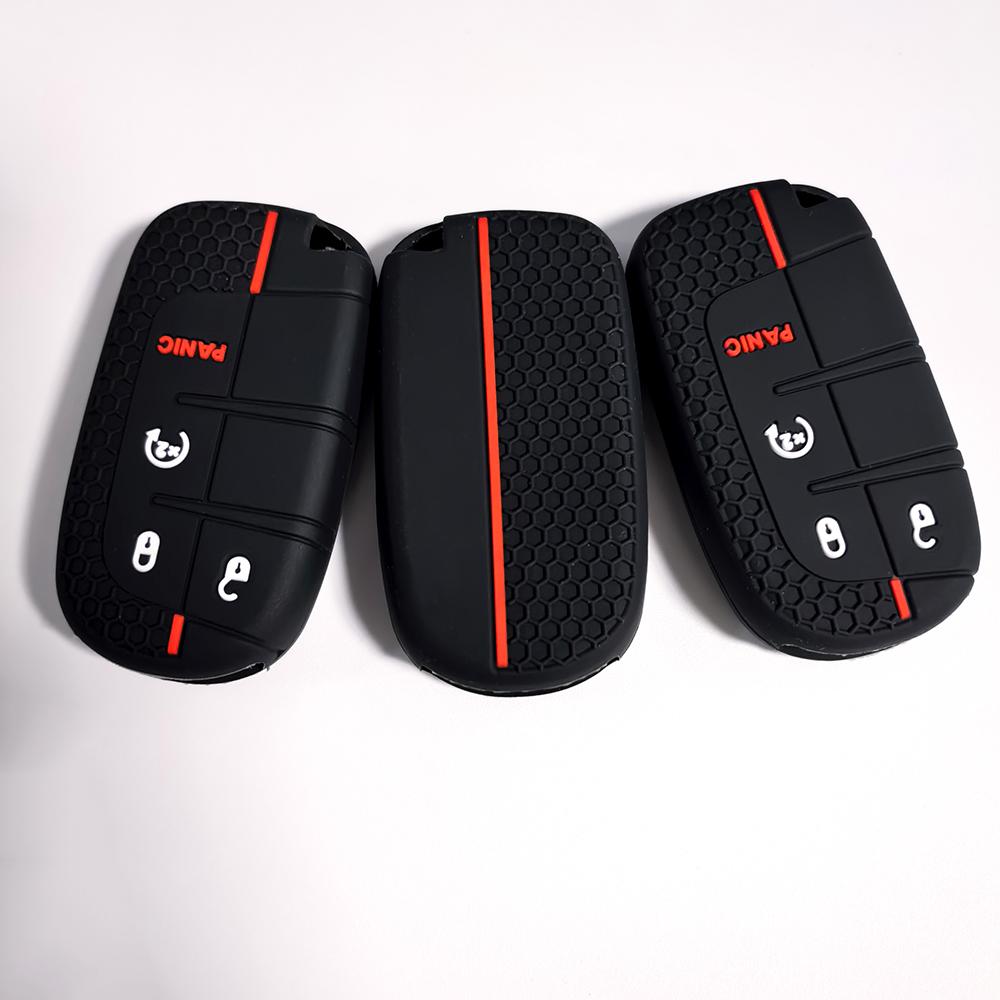 4 Buttons Rubber Key Fob Case Cover For Jeep Cherokee Compass Commander Renegade Chrysler 300C For Dodge Challenger Journey
