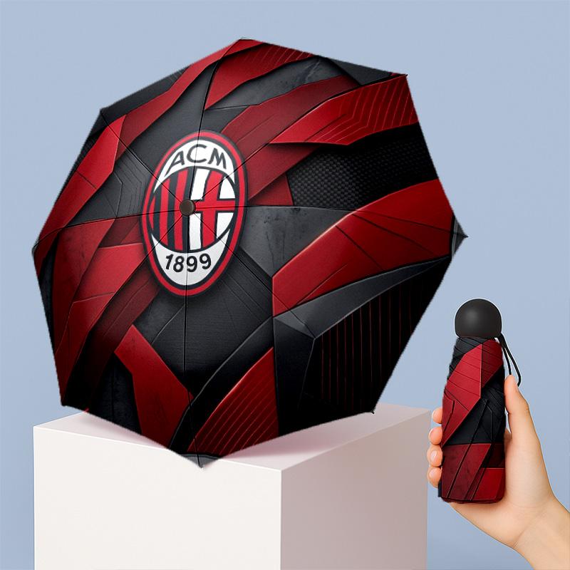 AC Milan Pattern Printed Mini 5 Folds 8 Ribs Compact Umbrella Windproof Waterproof Lightweight Portable Folding