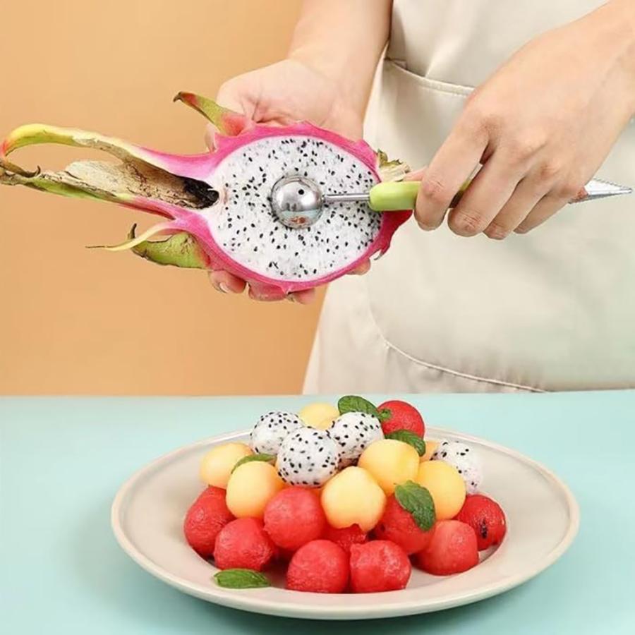 4 In 1 Stainless Steel Fruit Carving Tools Set Watermelon Scooper Fruit Scooper and Baller Fruit Carving Tools