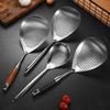 ZISIZ Stainless Steel Slotted Spoons with Ebony Wood Handle
