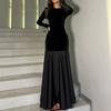 Elegancka, wysokiej klasy, wszechstronna, długa sukienka z długim rękawem i długą spódnicą dla kobiet, Jesień i Zima 2025