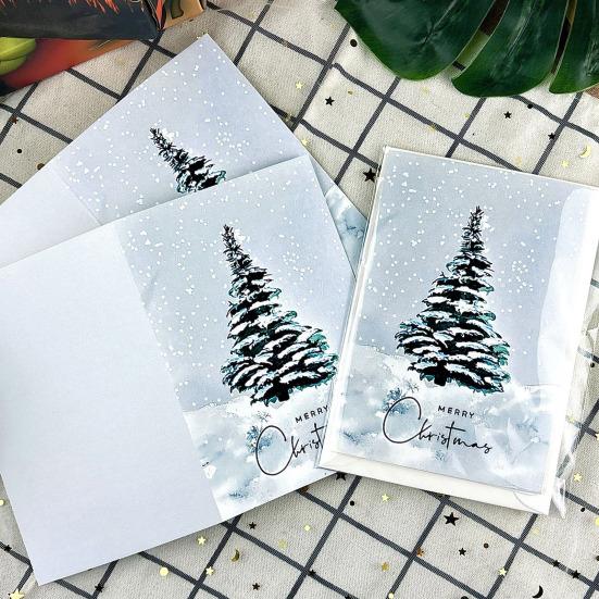 1/20Pcs Christmas Cards with Envelopes Watercolor Design Merry Christmas Greeting Cards Holiday