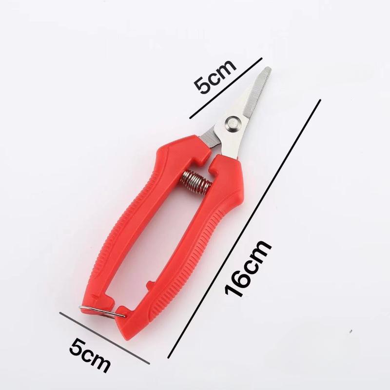 1Pcs Stainless Steel Garden Pruning Shears Non Slip Red Handles Spring Loaded Design For Trimming Plants Home Gardening Use