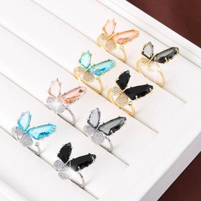 Korean Style Multi-color Butterfly Adjustable Copper Ring